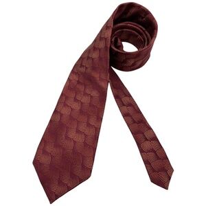 STRELLSON XL Burgundy/Gold Geometric Silk LUXURY Tie ITALY
